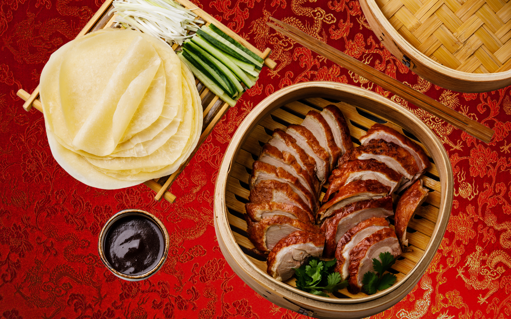 Peking duck meal celebrating Chinese New Year's